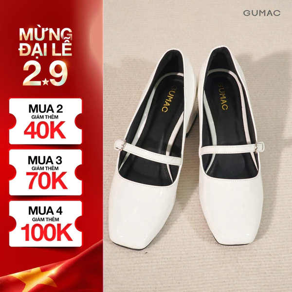 Giày Cao Gót Nữ GUMAC Gót Vuông 5cm Quai Khóa Thời Trang GF04057