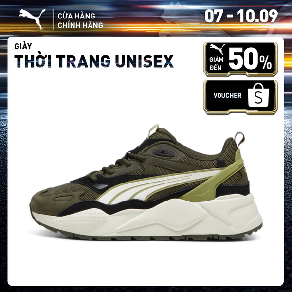 Giày Thời Trang PUMA Unisex RS-X Efekt PRM Dark Olive-Warm White Màu Xanh Lá
