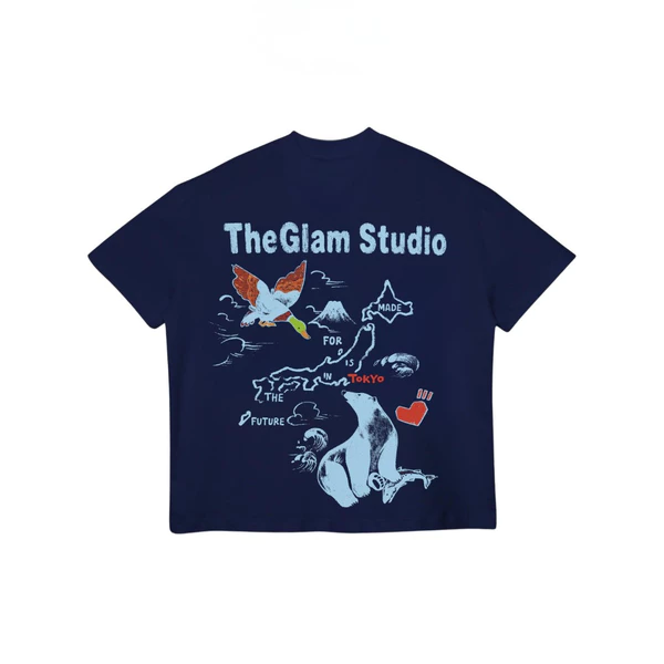 TheGlam CHÍNH HÃNG - Áo Thun Xanh Navy "FUTURE FLIGHT" UNISEX Form Boxy Nam Nữ - TS07-12