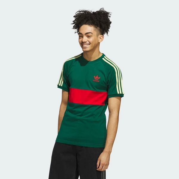 adidas Phong cách sống Áo Thun Khung Ngang 3 Sọc Nam màu xanh lá JD4277