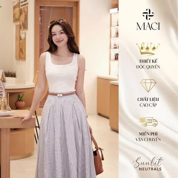 Áo Balo Thun Tăm Màu Be Trắng Đen MACI MCAATBE0116 Thời Trang Nữ Thiết Kế Độc Quyền