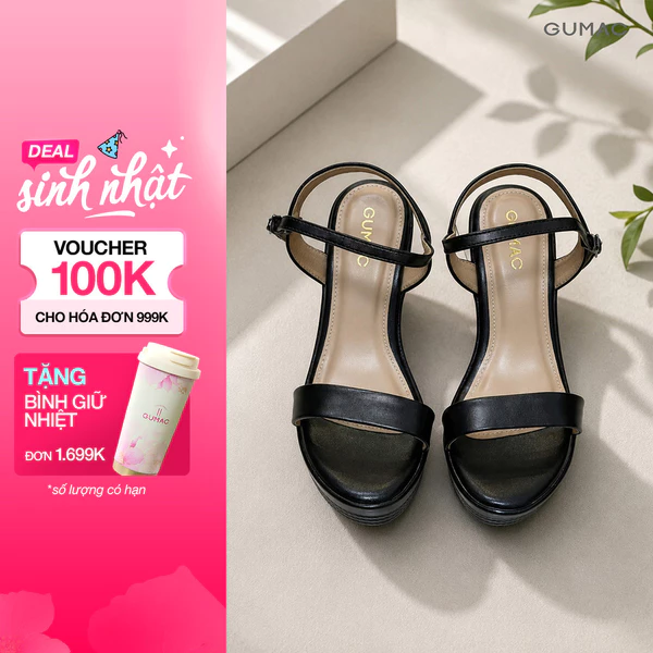 Giày Sandal Nữ GUMAC Đế Xuồng 9cm Quai Ngang Êm Chân Phù Hợp Đi Làm Đi Chơi GG07009