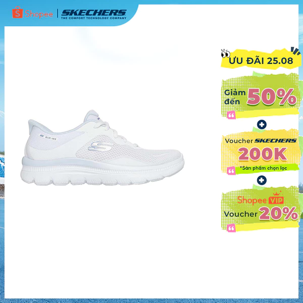 Giày Thể Thao Nữ Skechers Slip-ins Sport Summits Plus Summer Light Thường Ngày - 150615-WHT Air-Cooled Memory Foam