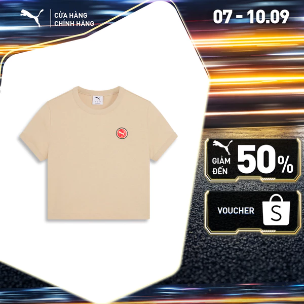 Áo Thun Baby Tee PUMA Nữ GAME ON Graphic SS Light Sand Màu Be