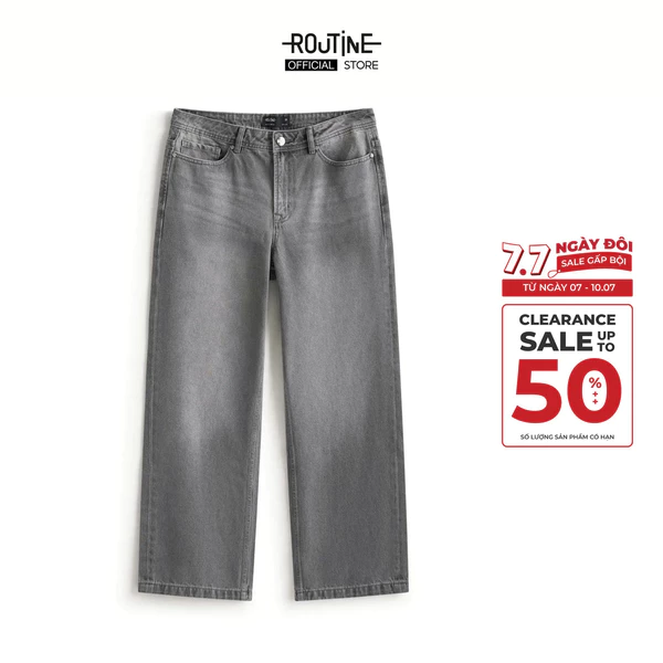 Quần Denim Nam Nhãn Point Túi Sau Form Straight - Routine 10F25DPA023