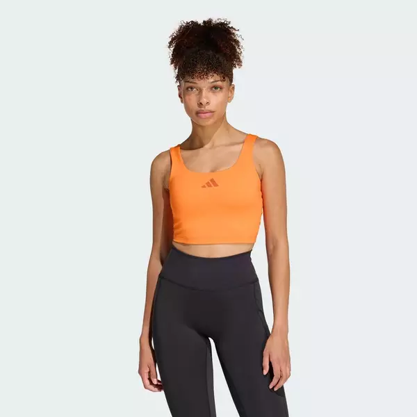 adidas Gym & Training Power Light Support Bra Tank Women Orange KD2229
