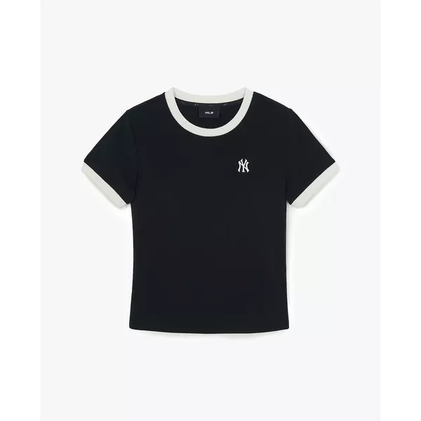 MLB - Áo thun nữ cổ tròn tay ngắn Basic Small Logo Ringer_3FTSB0263-50BKS
