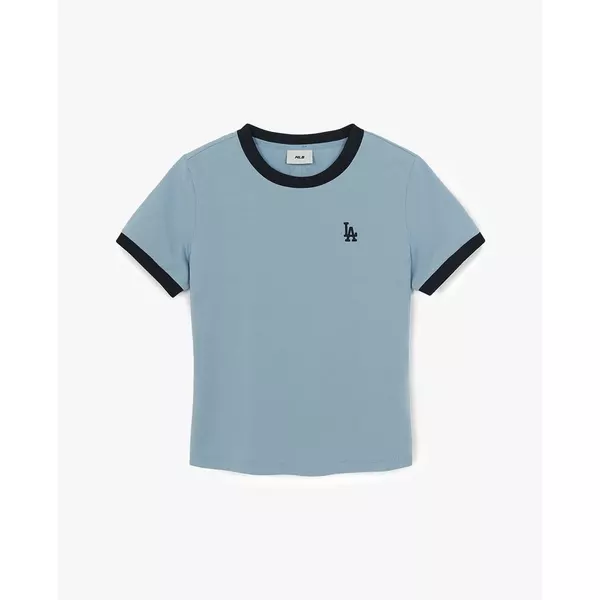 MLB - Áo thun nữ cổ tròn tay ngắn Basic Small Logo Ringer_3FTSB0263-07SBL