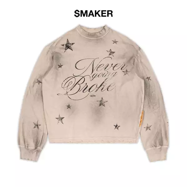 [SMAKER] Áo unisex dài tay màu kem vải washed - NGB SWEATER IN CREAM