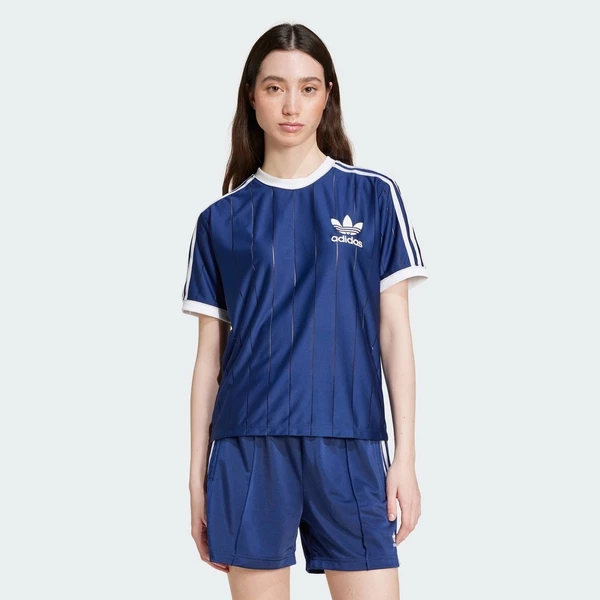 adidas Phong cách sống Áo Thun Kẻ Sọc Nhỏ 3 Sọc Adicolor Nữ Màu xanh da trời IY7228