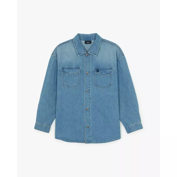 MLB - Áo sơ mi denim unisex tay dài Varsity Vintage_3ADRV0161-50INS