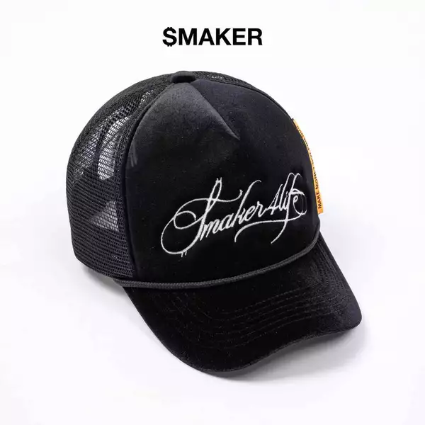 [SMAKER] Nón mũ lưỡi trai màu đen chất nhung - $4L TRUCK HAT IN BLACK VELVET