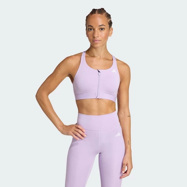 adidas Gym & Training PrimeLiftreact Training Medium Support Zip Bra Women Purple JW2696