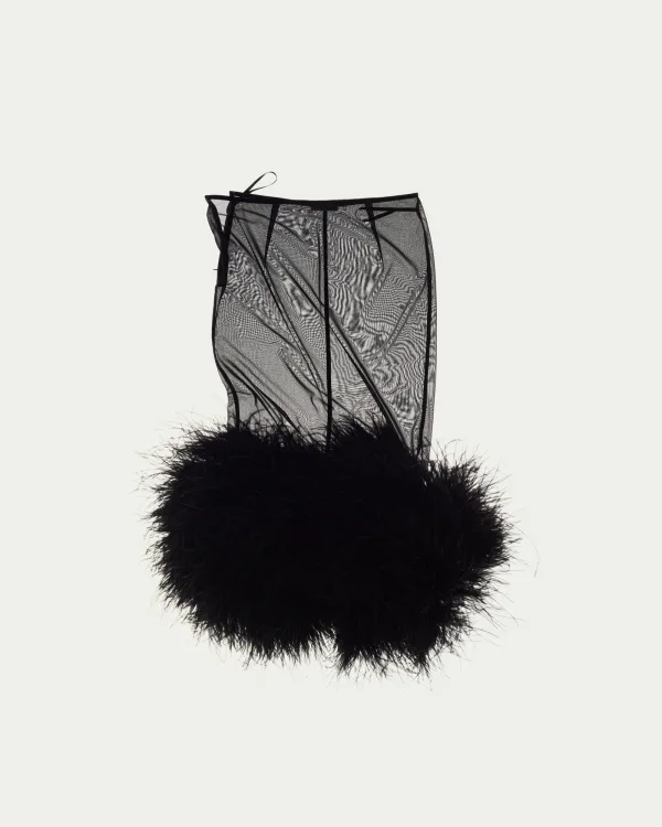 Ghosted Sheer Feather Midi Skirt
