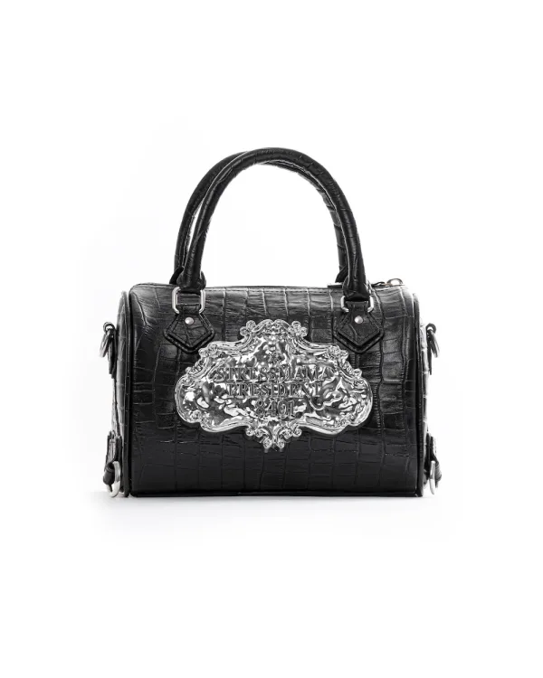 SSMA COWHIDE LEATHER BAG - EMBOSSED BLACK