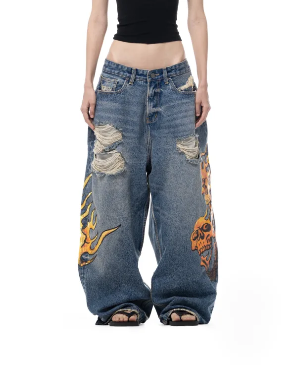 SSMA SKULL JEANS - BLUE