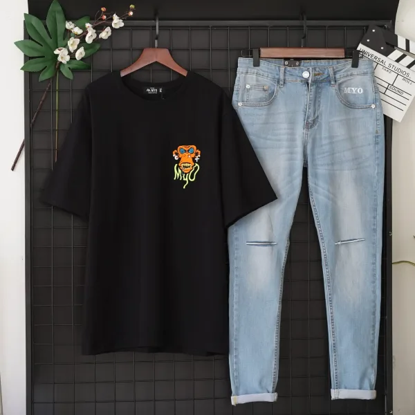 Áo Thun Myo Thêu Hình Khỉ