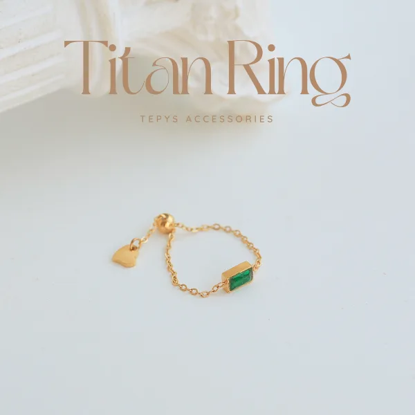 Nhẫn Stone Green Dalm Titan Gold