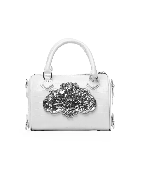SSMA COWHIDE LEATHER BAG - EMBOSSED WHITE