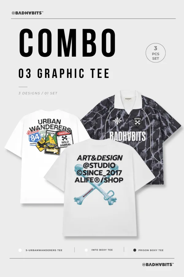 [COMBO 3 ÁO - SIZE S] ÁO THUN S-URBANWANDERERS / PRISON / INFO