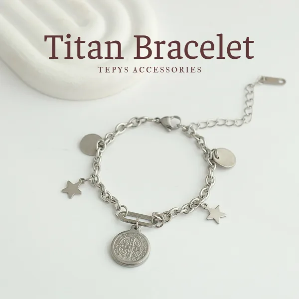 Lắc Tay Round Star Titan Silver