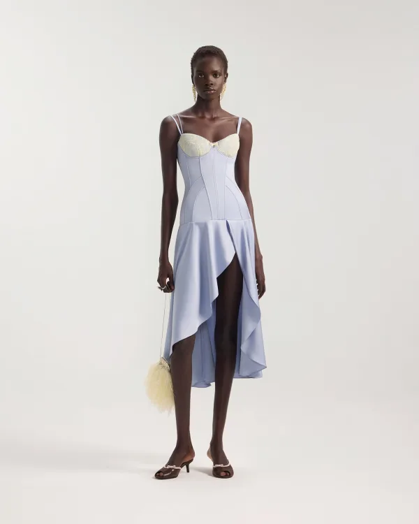 Clavicle Dentelle Corset Midi Dress