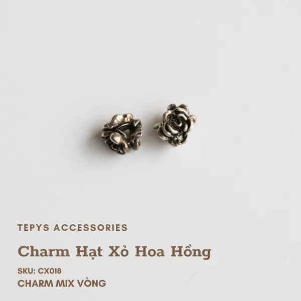 Charm Hạt Xỏ Hoa Hồng
