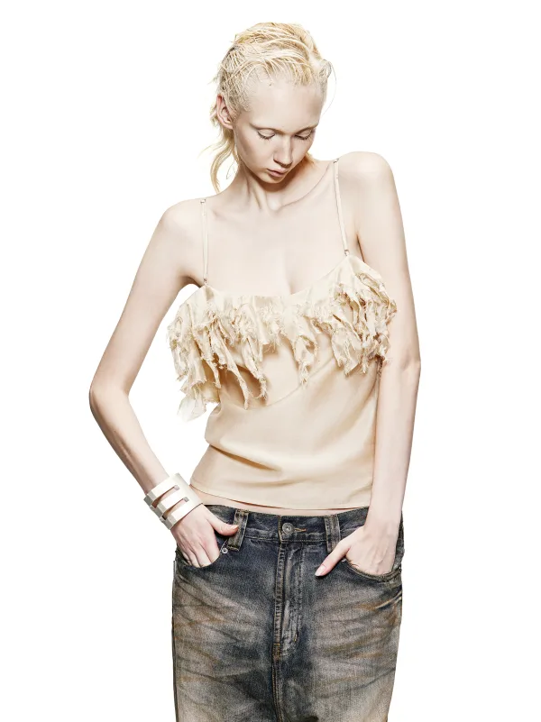 DISTRESSED FRINGE CAMI