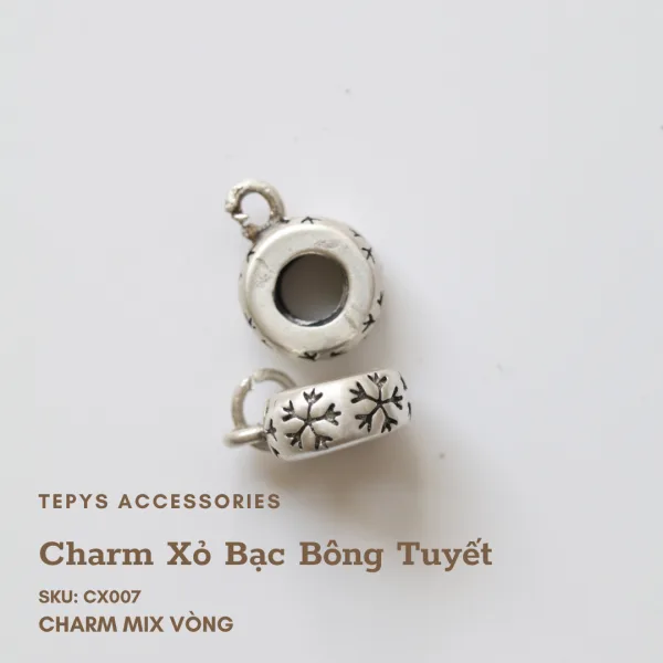Charm Xỏ Bạc Bông Tuyết