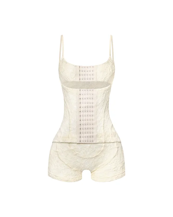 GEN LACE TAN PLAYSUIT