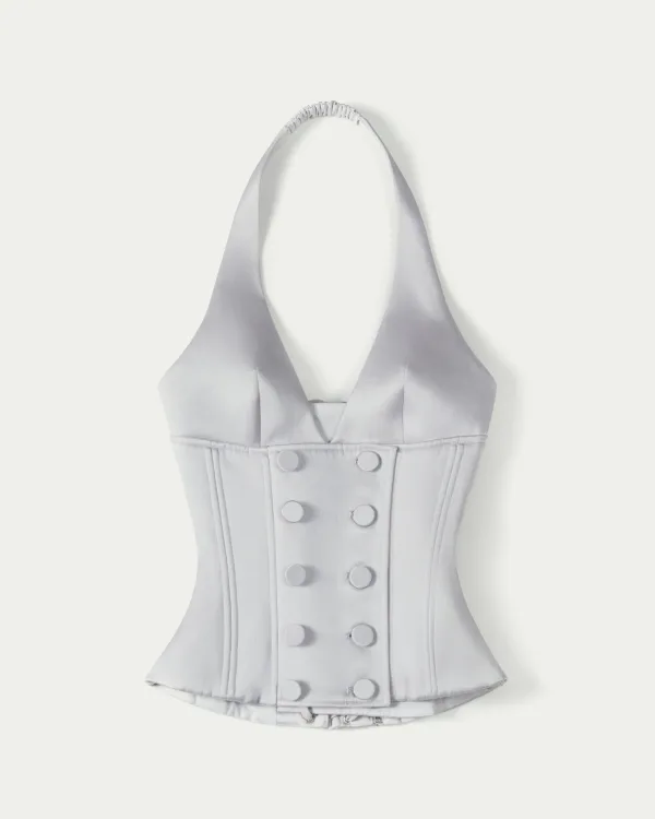 Carlo Double-button Halterneck Corset Top