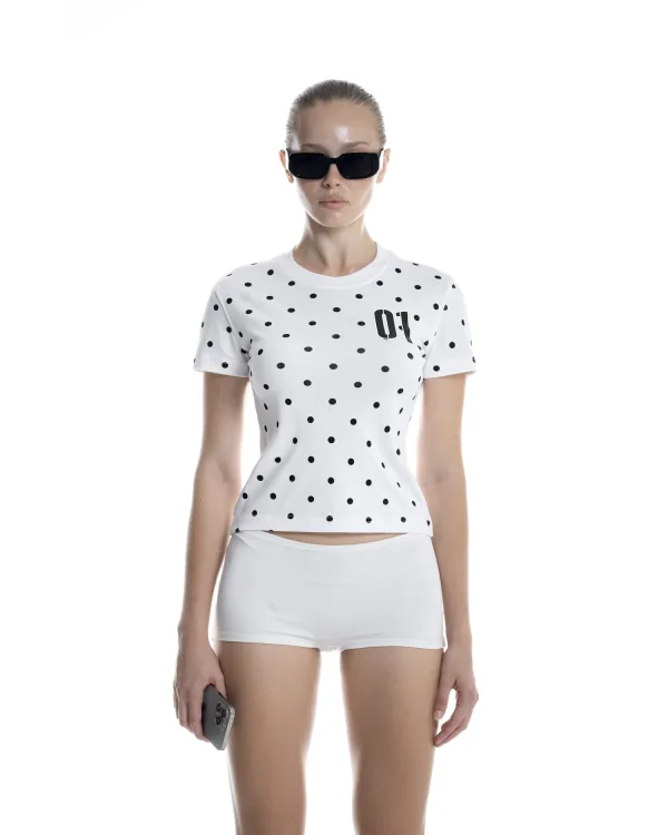 SSMA 01 POLKA DOT SMART FIT T-SHIRT - WHITE