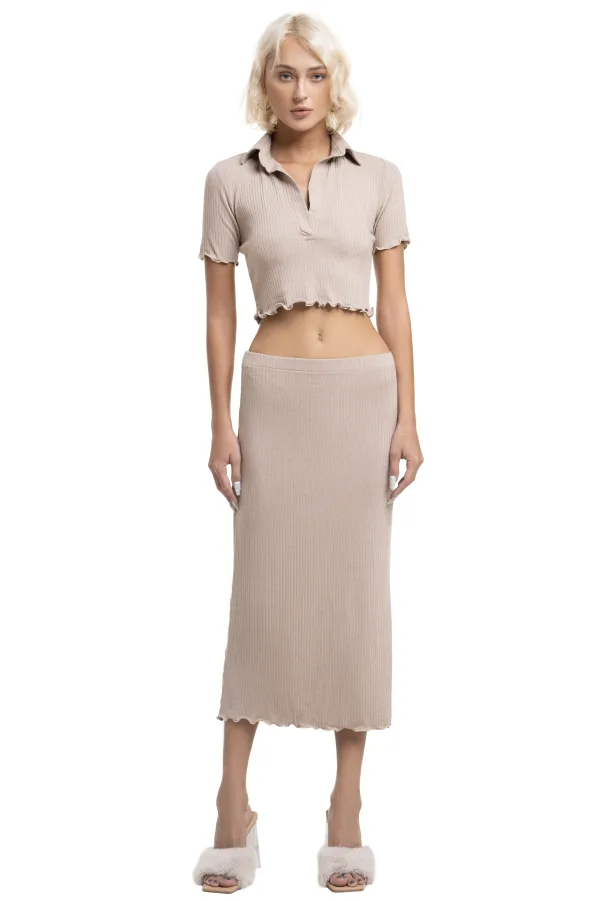 SARA LONG SKIRT - BEIGE