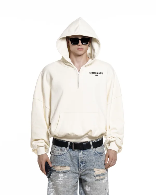 SUMMER26 CURATED QUARTER ZIP HOODIE - CREAM