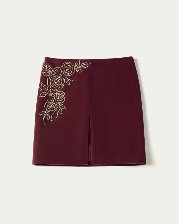 Enoki Velvet Hand-Embellished Midi Skirt