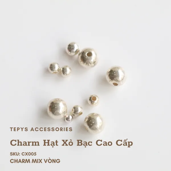 Charm Hạt Xỏ Bạc Cao Cấp