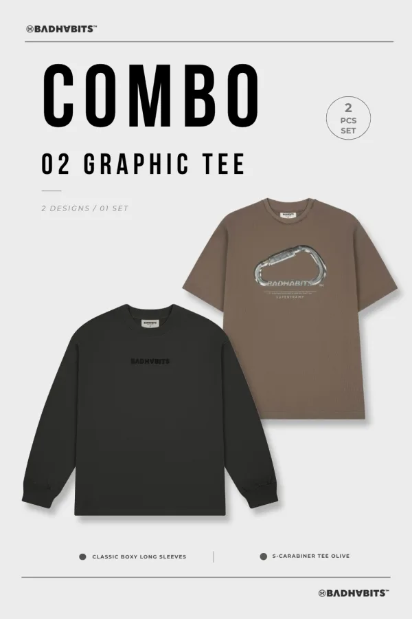[COMBO 2 ÁO - SIZE S] ÁO THUN S-CARABINER / CLASSIC BOXY LONG SLEEVES