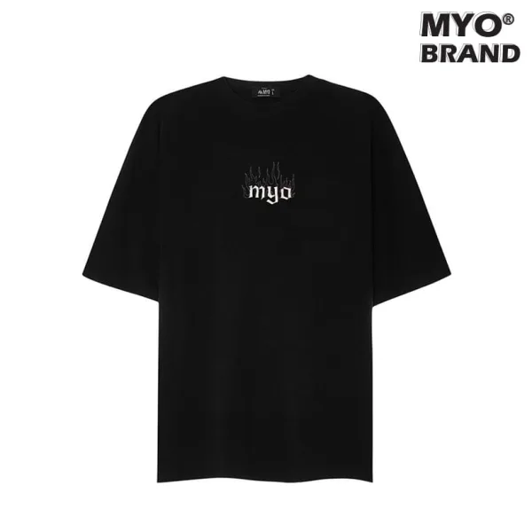 Áo Thun Unisex MYO Vải Cotton Thêu Take Fire Đen