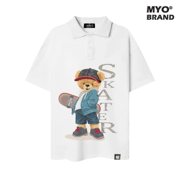 Áo Polo Form Rộng MYO In Hình Teddy Skateboard QT004