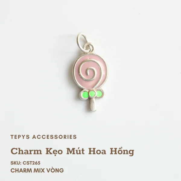 Charm Kẹo Mút Hoa Hồng