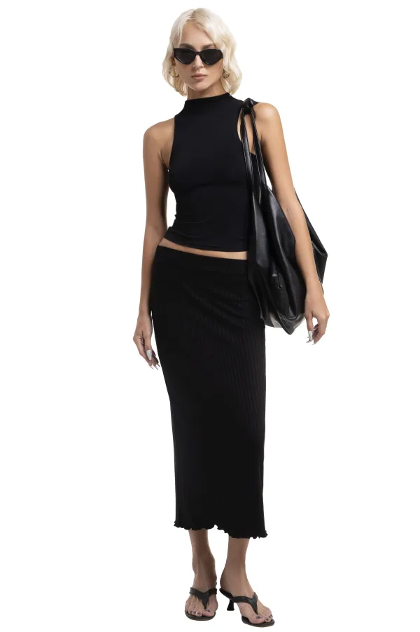 SARA LONG SKIRT - BLACK