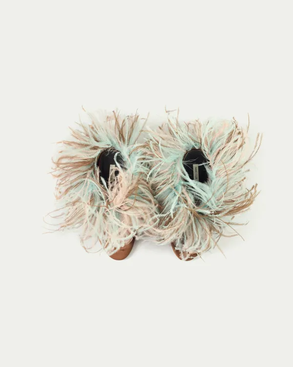 Rootline Feather Trim Sandals