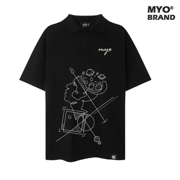 Áo Polo Unisex Tay Lỡ In Hình Human-Face-With-Geometric