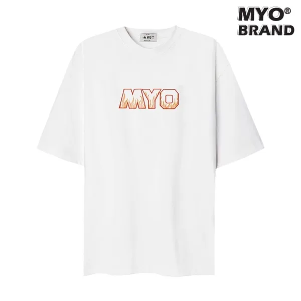Áo Thun Nam Cao Cấp MYO Vải Cotton Thêu Lửa
