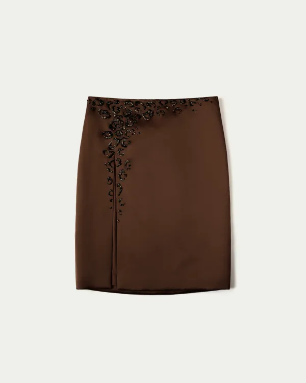Pampas Satin Hand-Embellished Midi Skirt