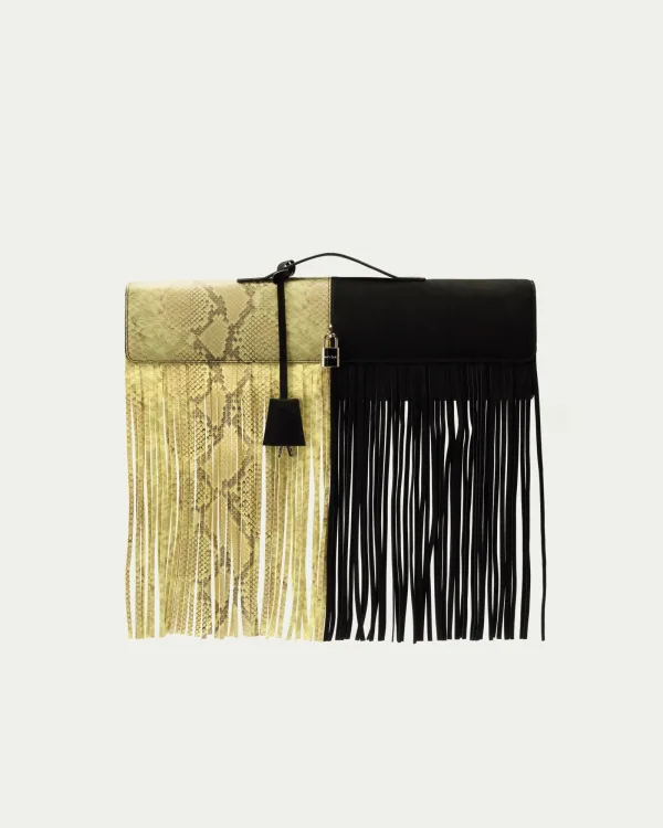 Extended Yinyang Fringe Long Clutch