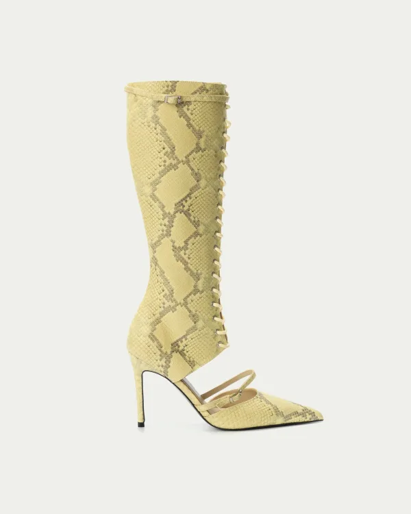 Ostrich Python Lace-up Boot Heels