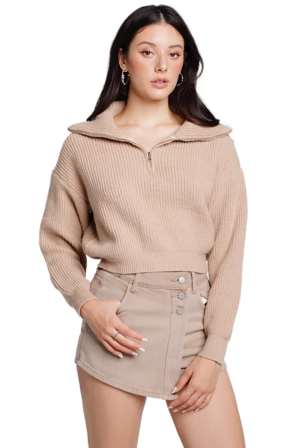 KARO SWEATER - LIGHT BROWN
