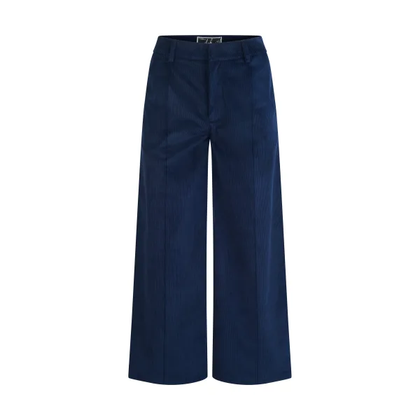 Blue Ribbed Velvet Pants