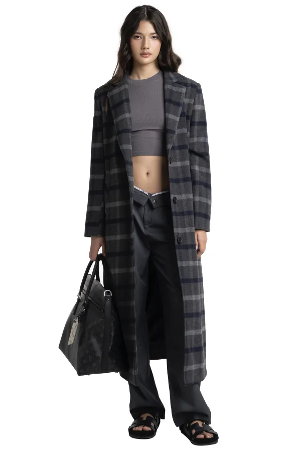 ASHLEY COAT - GREY CHECKERED